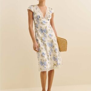 Reformation Blue Floral Midi Dress